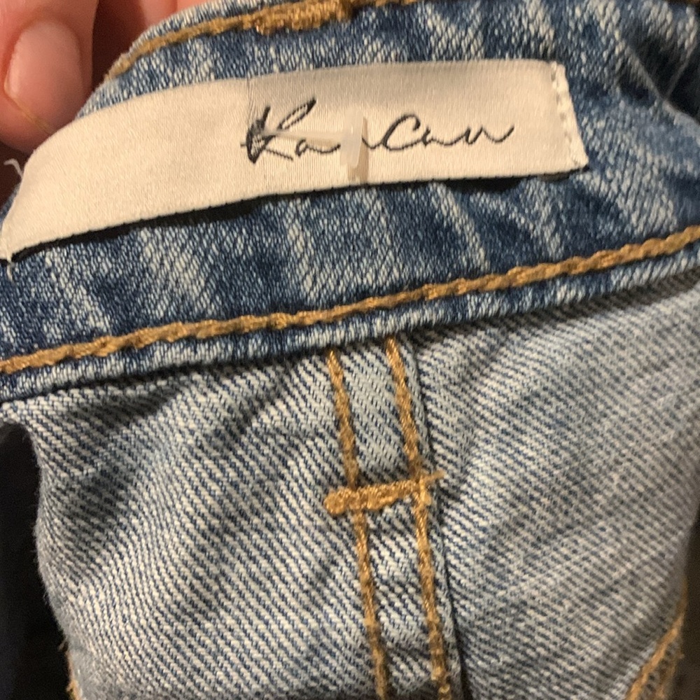 Kancan High-Rise Chew Hem Blue Jean Denim Shorts Womens S View 6
